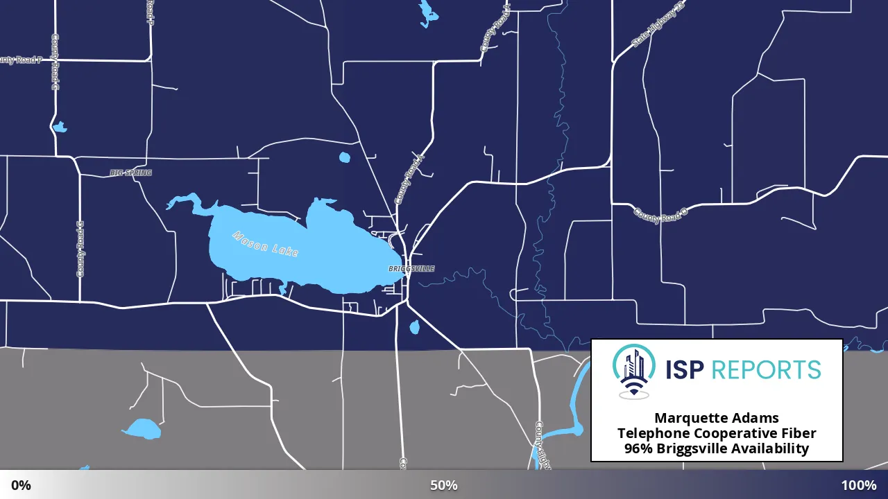 Briggsville, WI map of internet availability