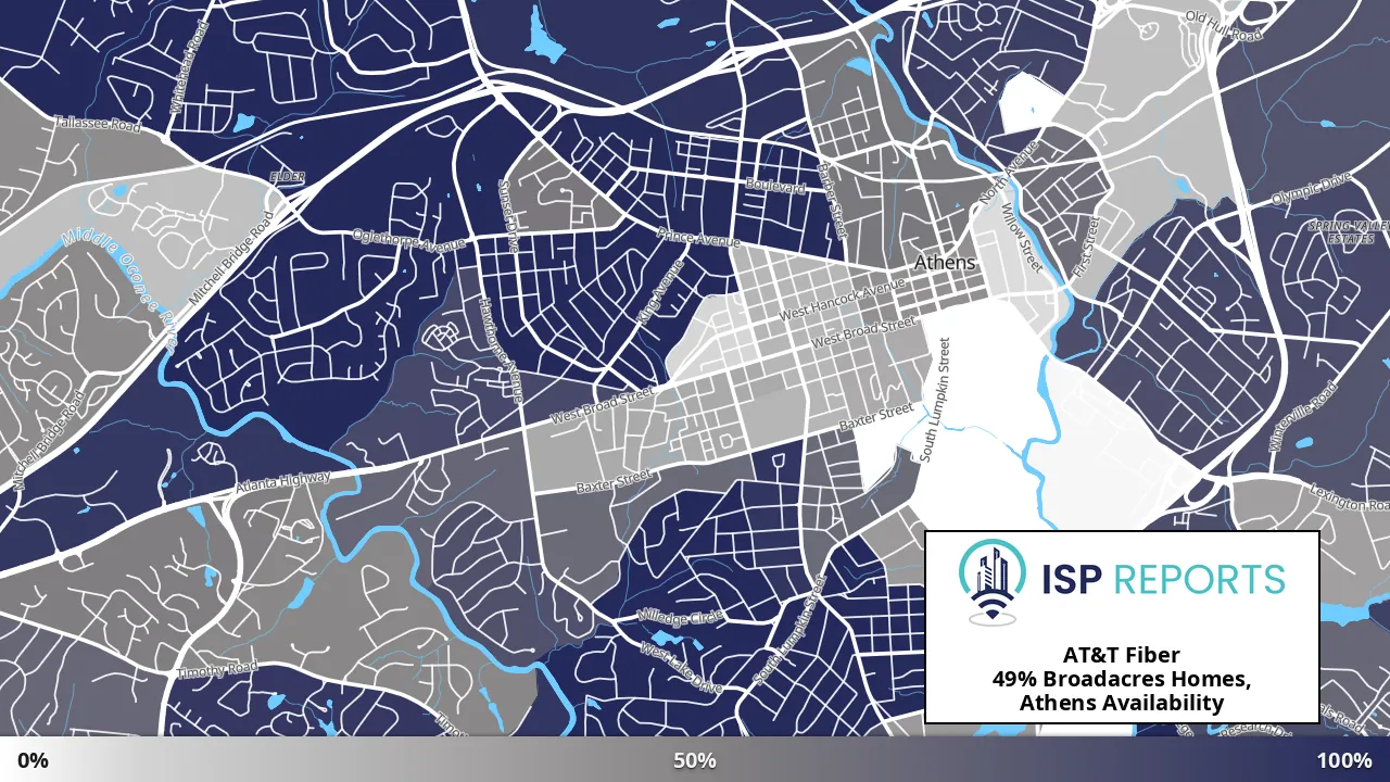 Broadacres Homes, Athens, GA map of internet availability