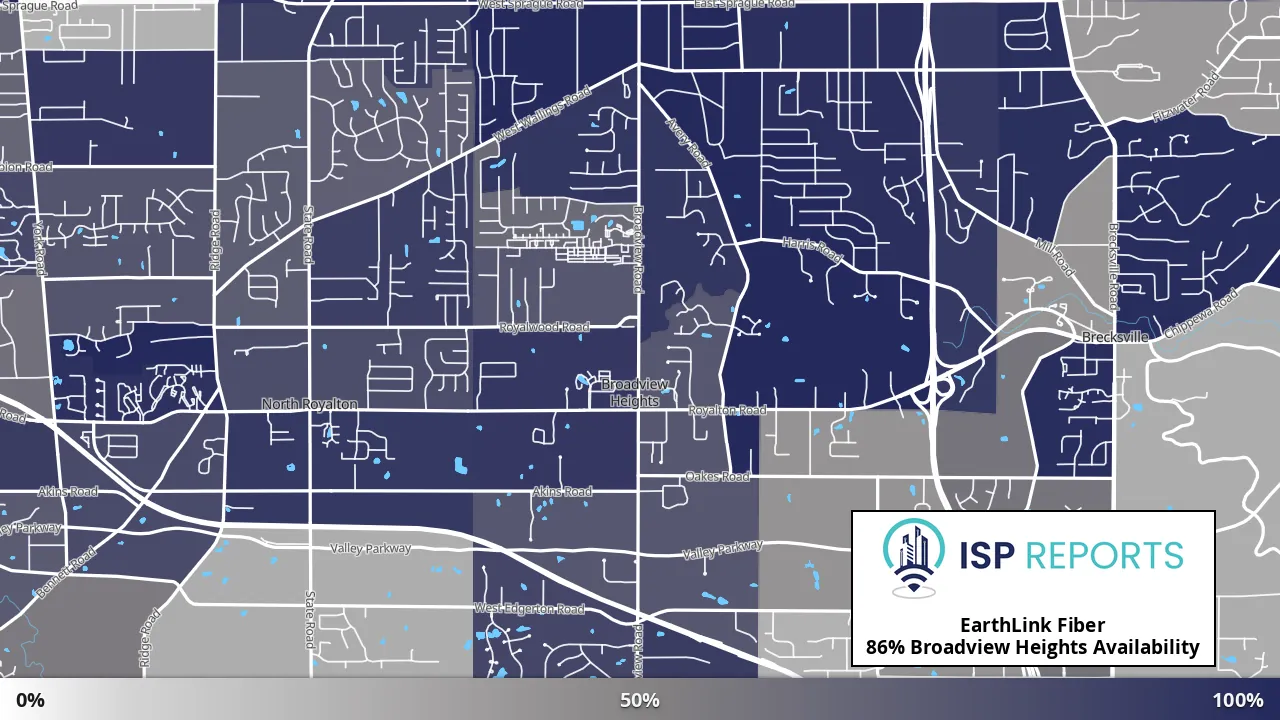 Broadview Heights, OH map of internet availability