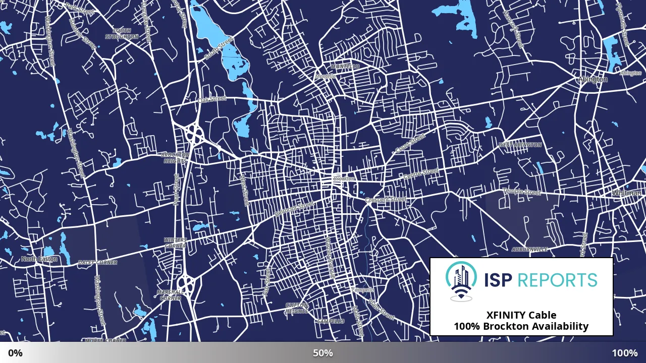 Brockton, MA map of internet availability
