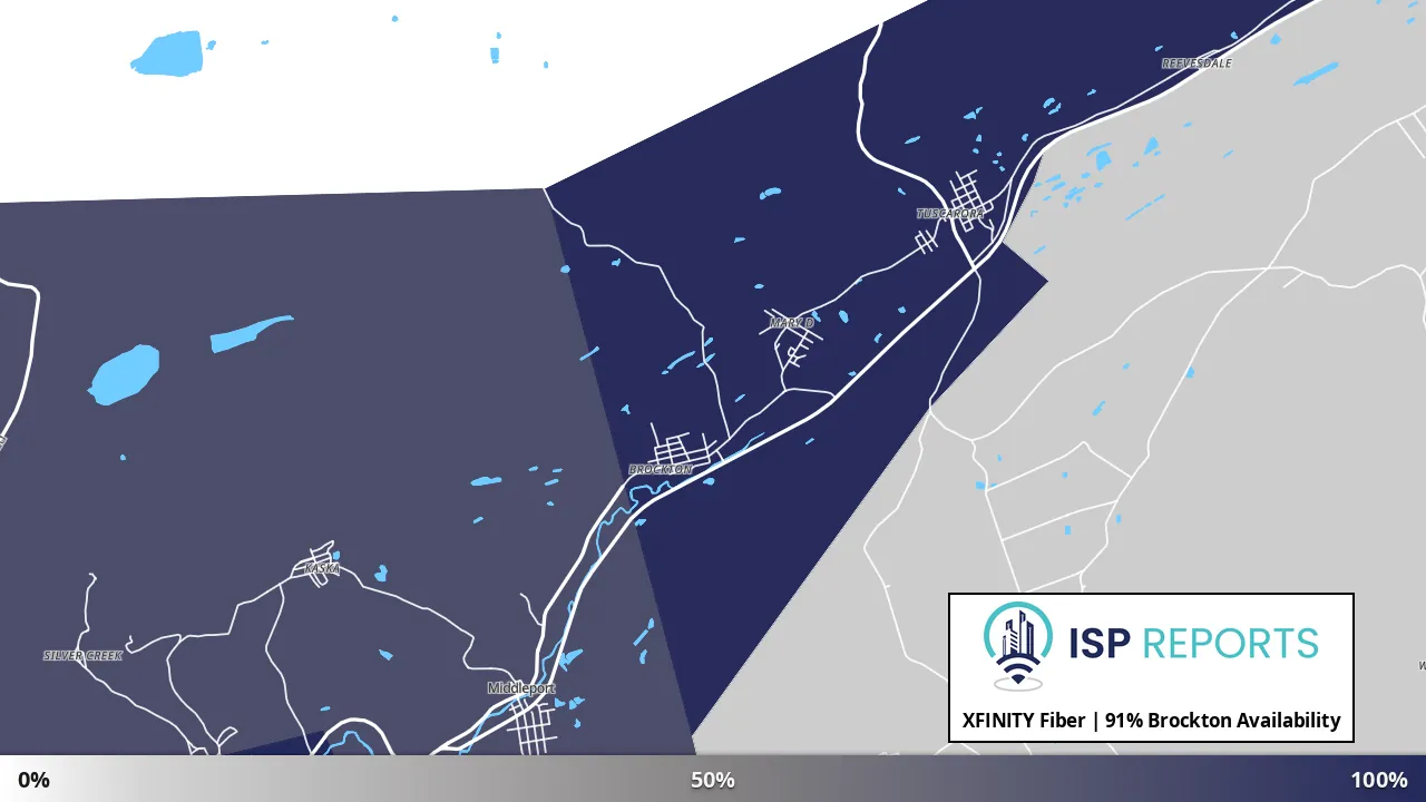 Brockton, PA map of internet availability