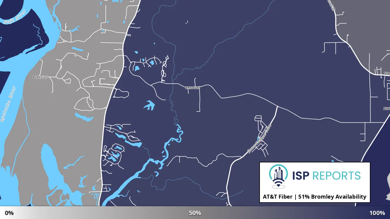 Bromley, AL map of internet availability