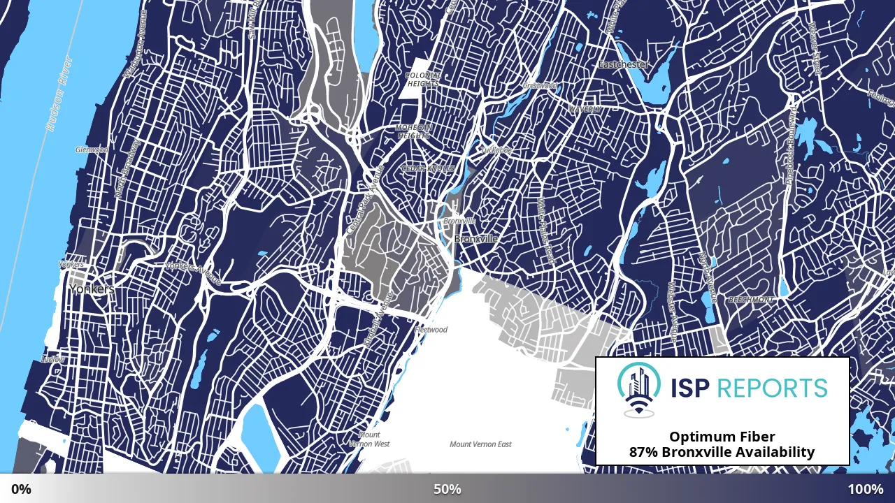 Bronxville, NY map of internet availability