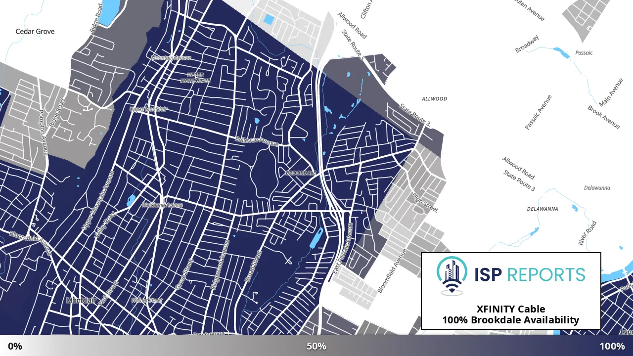 Brookdale, NJ map of internet availability