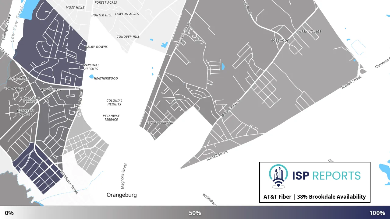 Brookdale, SC map of internet availability