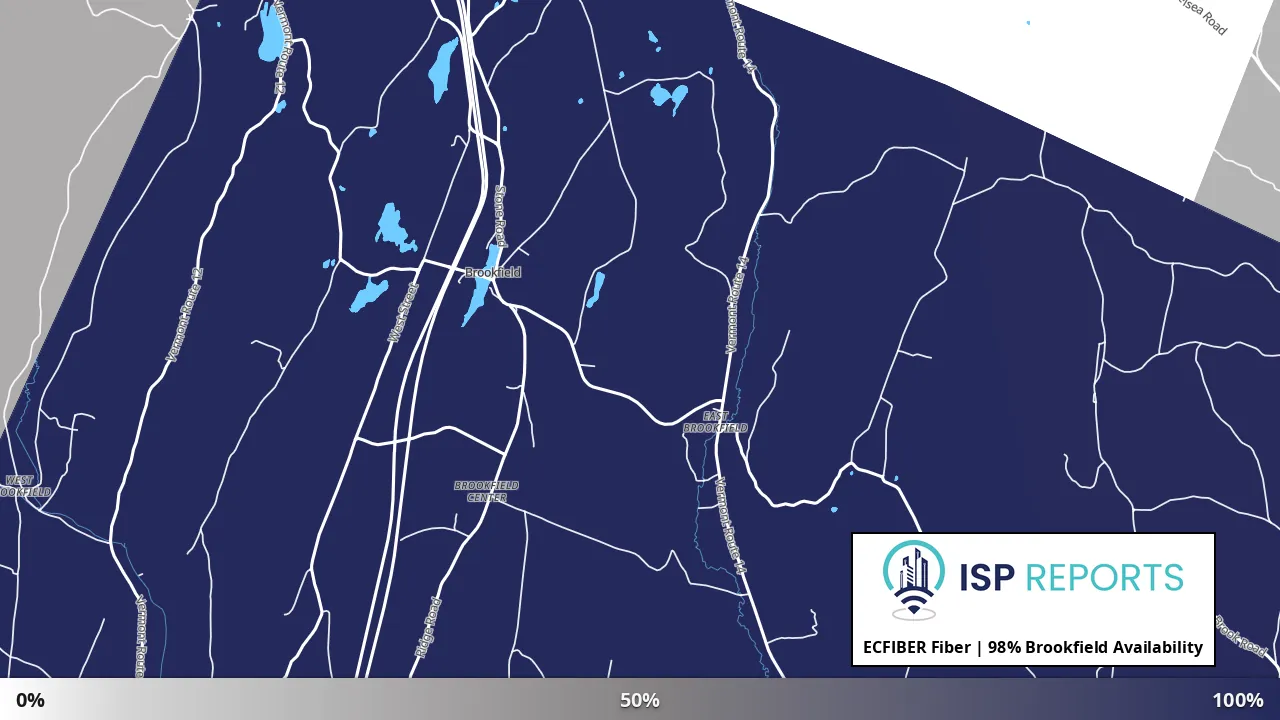 Brookfield, VT map of internet availability