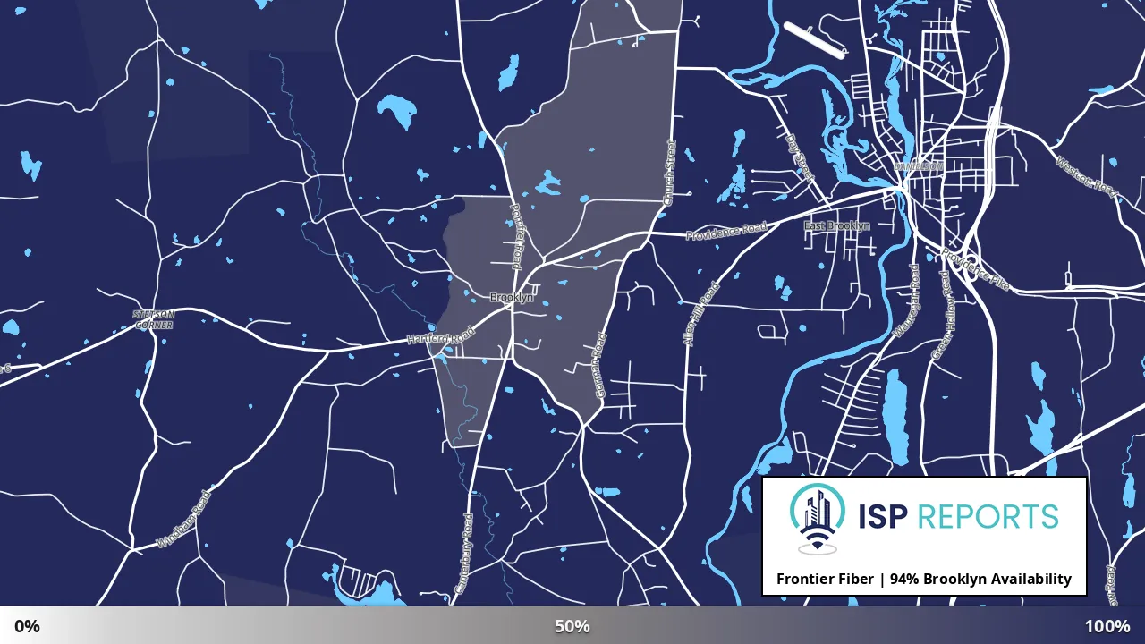 Brooklyn, CT map of internet availability