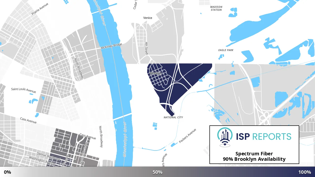 Brooklyn, IL map of internet availability
