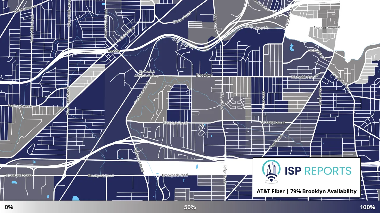 Brooklyn, OH map of internet availability