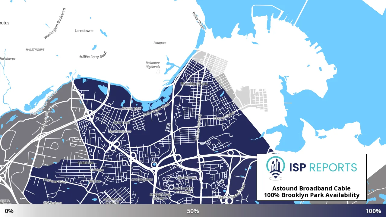 Brooklyn Park, MD map of internet availability