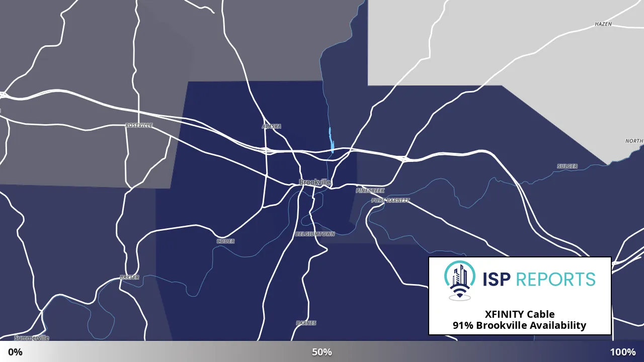 Brookville, PA map of internet availability