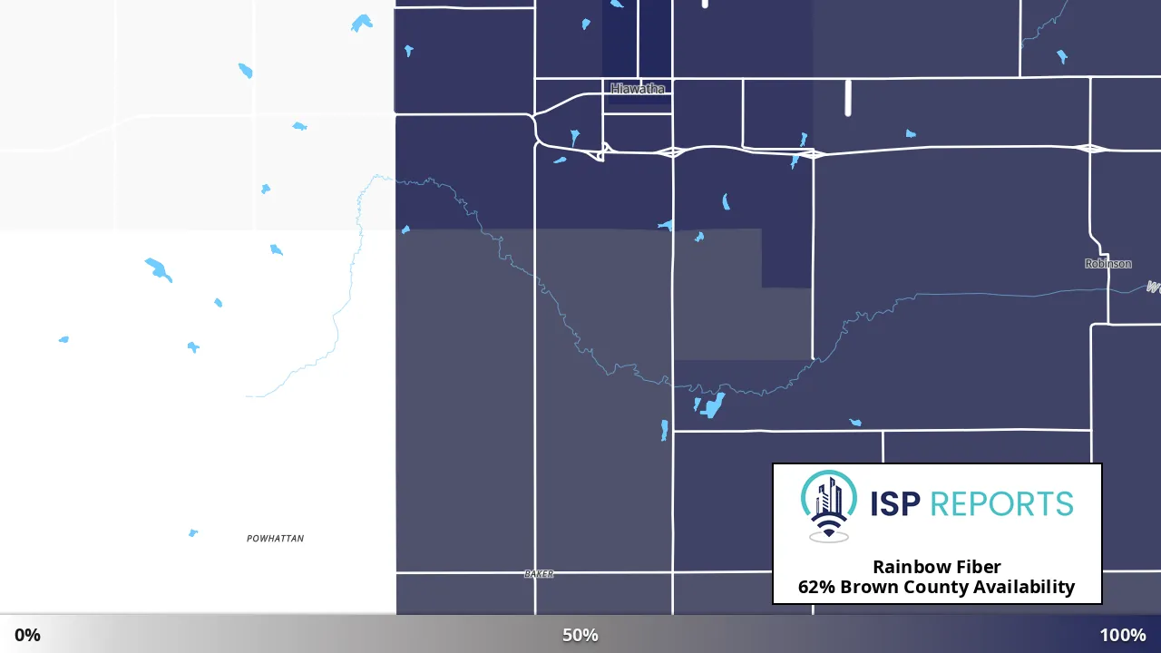 Brown County, KS map of internet availability
