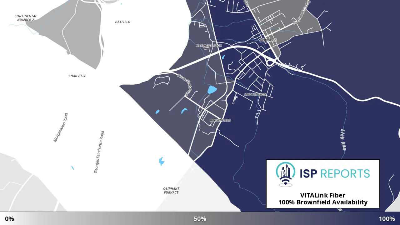 Brownfield, PA map of internet availability