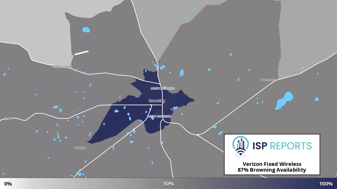 Browning, MT map of internet availability