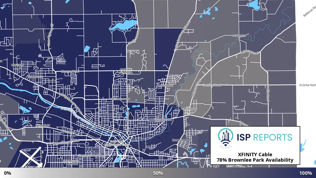 Brownlee Park, MI map of internet availability