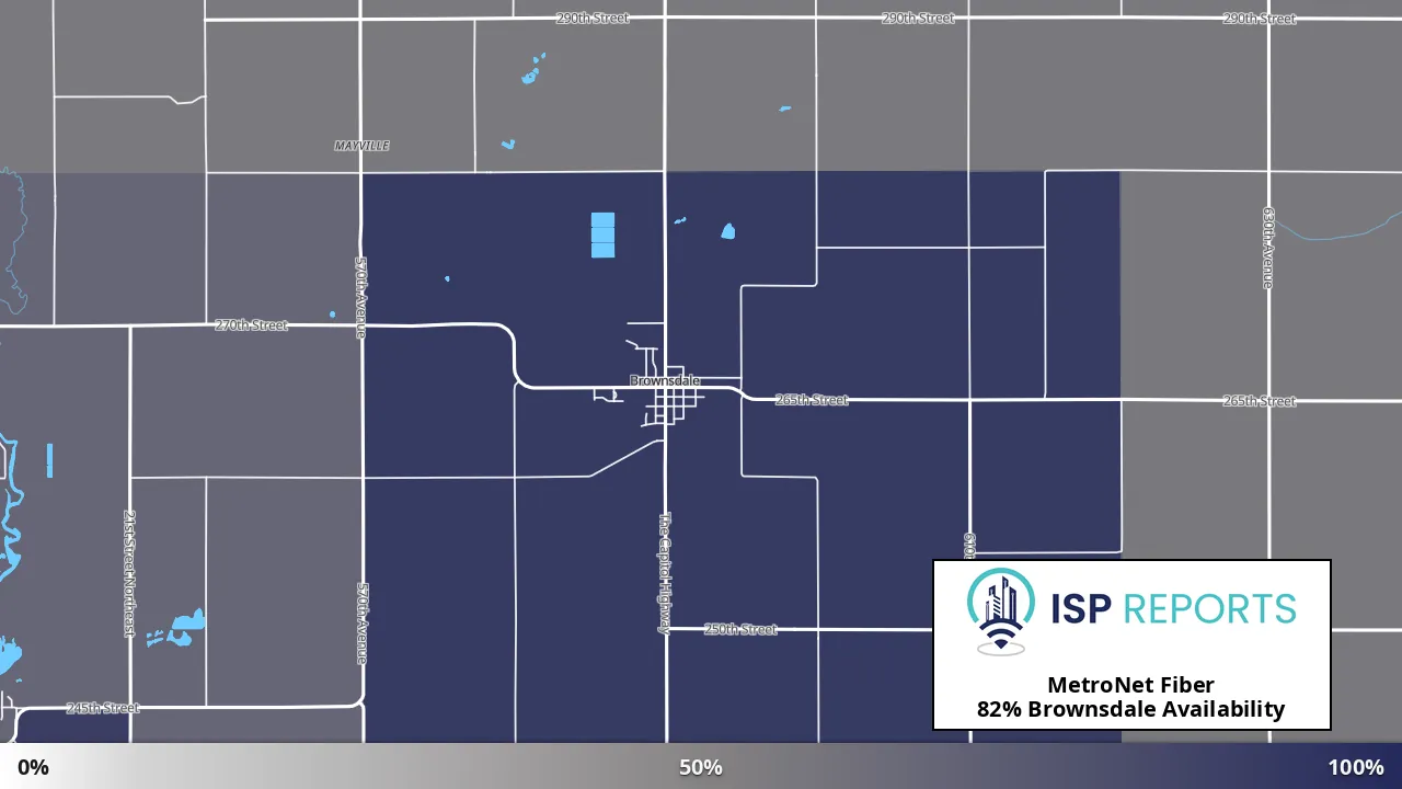 Brownsdale, MN map of internet availability