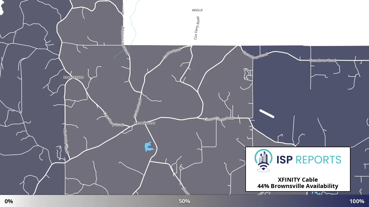 Brownsville, MS map of internet availability