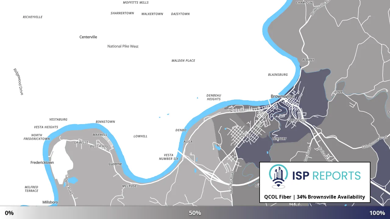 Brownsville, PA map of internet availability