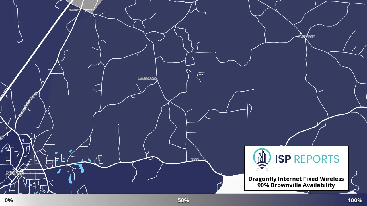 Brownville, AL map of internet availability