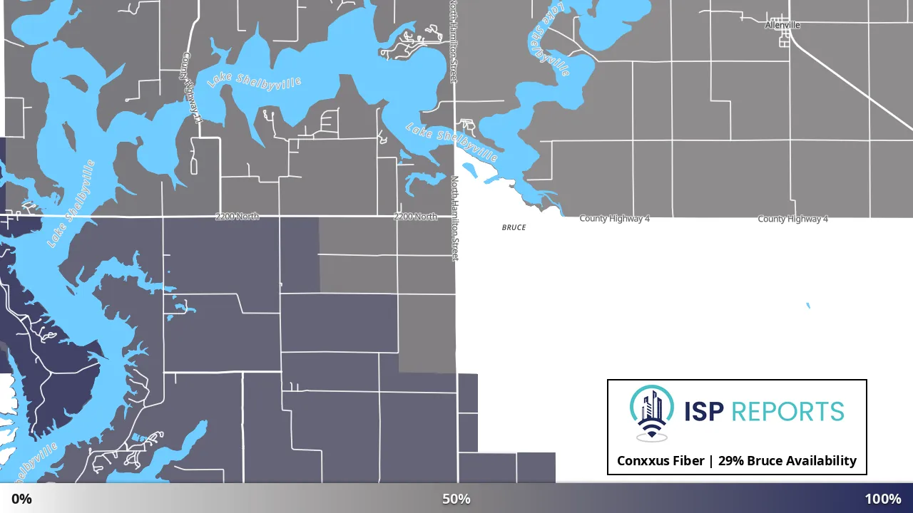 Bruce, IL map of internet availability