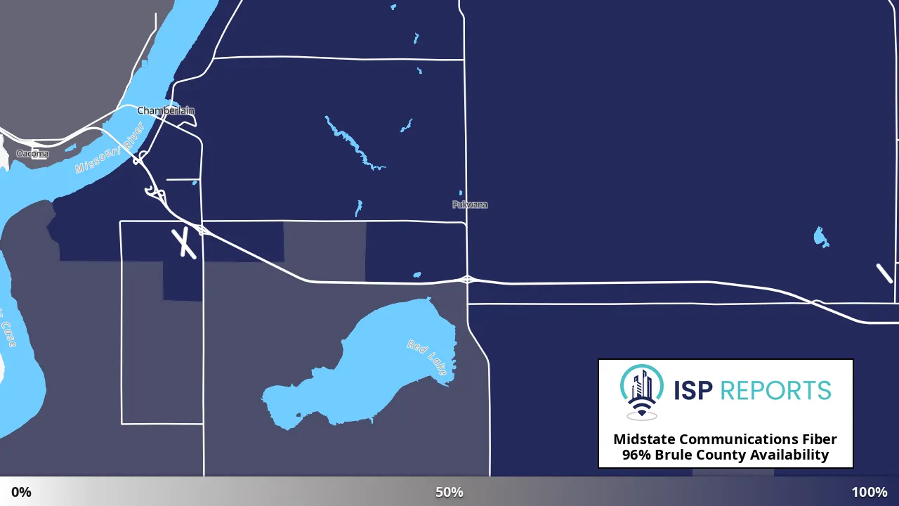 Brule County, SD map of internet availability