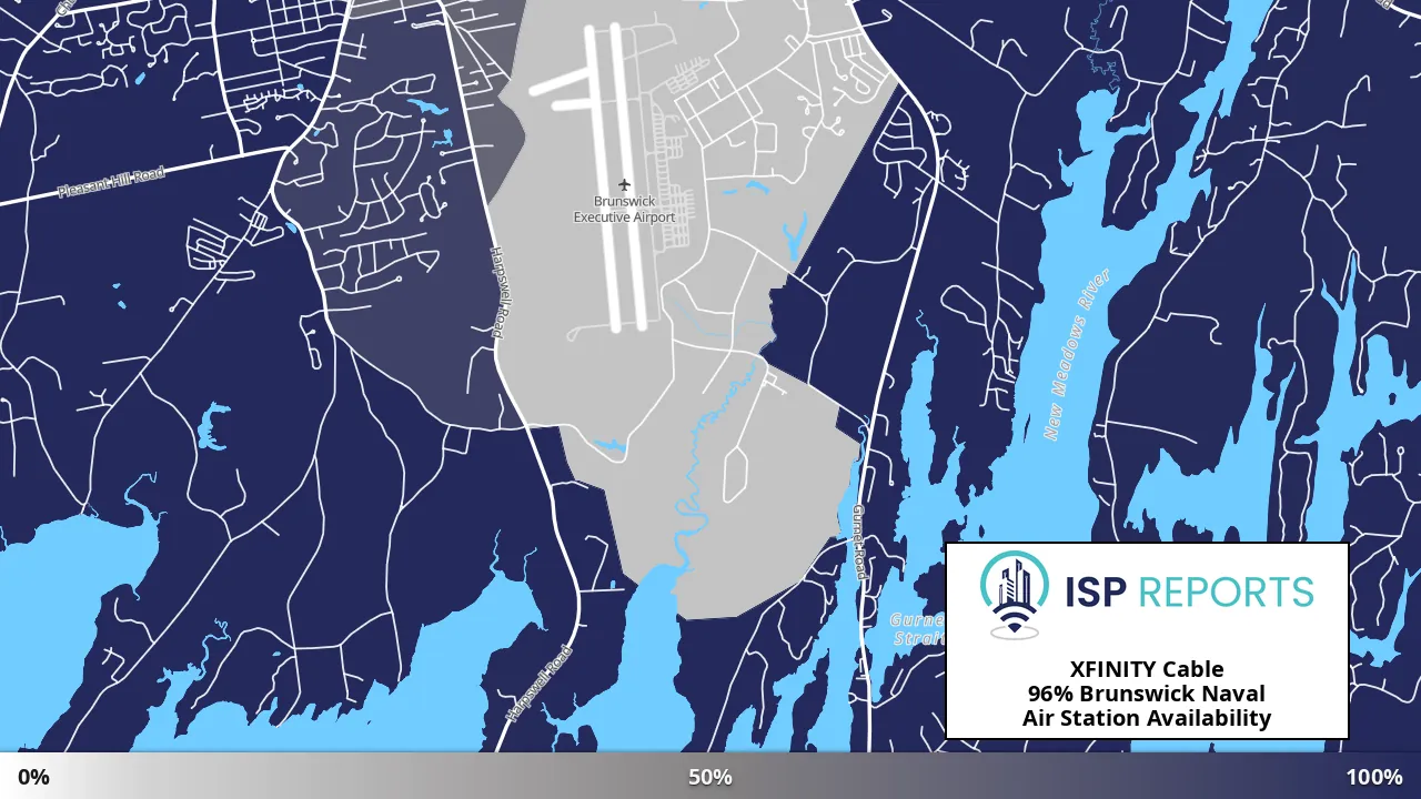 Brunswick Naval Air Station, ME map of internet availability