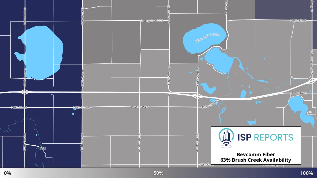 Brush Creek, MN map of internet availability