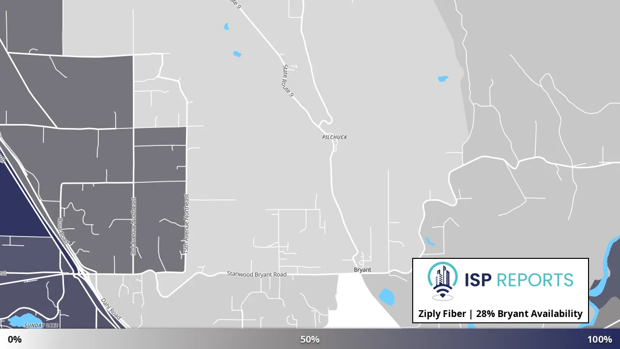 Bryant, WA map of internet availability