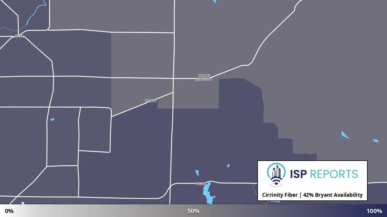 Bryant, WI map of internet availability