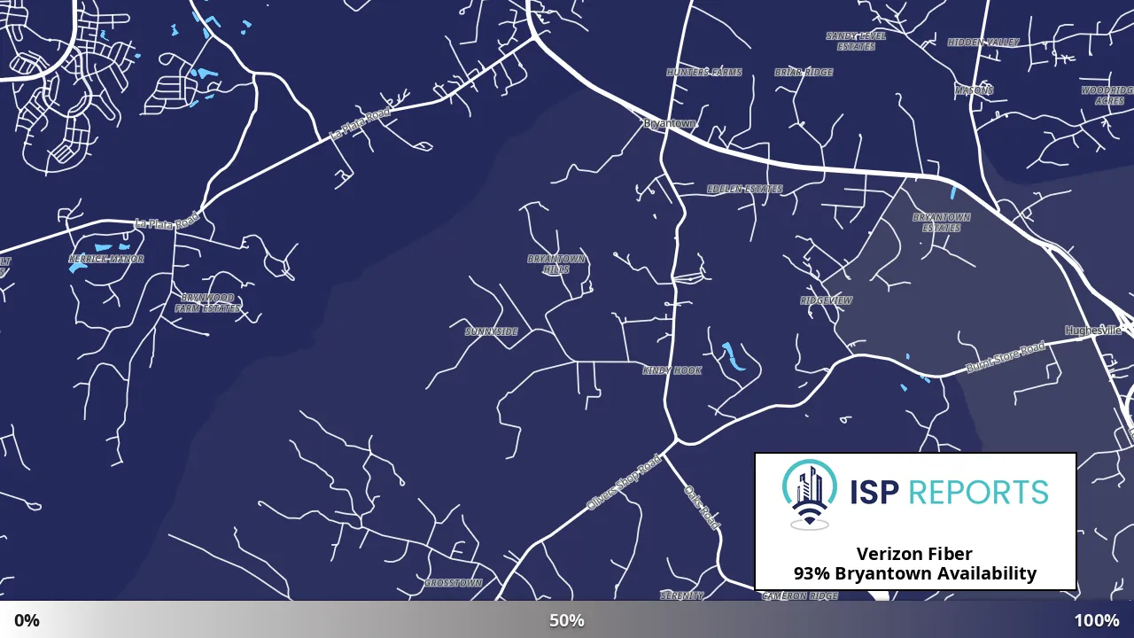 Bryantown, MD map of internet availability