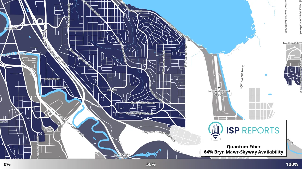 Bryn Mawr-Skyway, WA map of internet availability