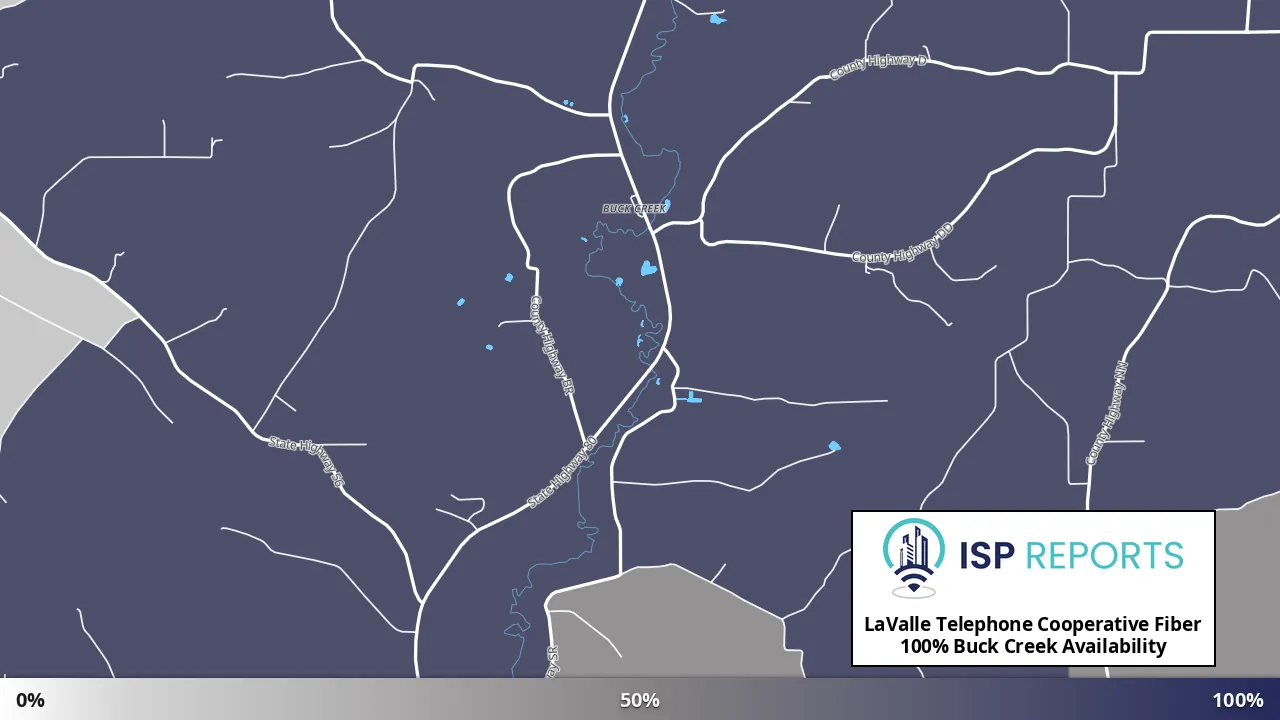 Buck Creek, WI map of internet availability