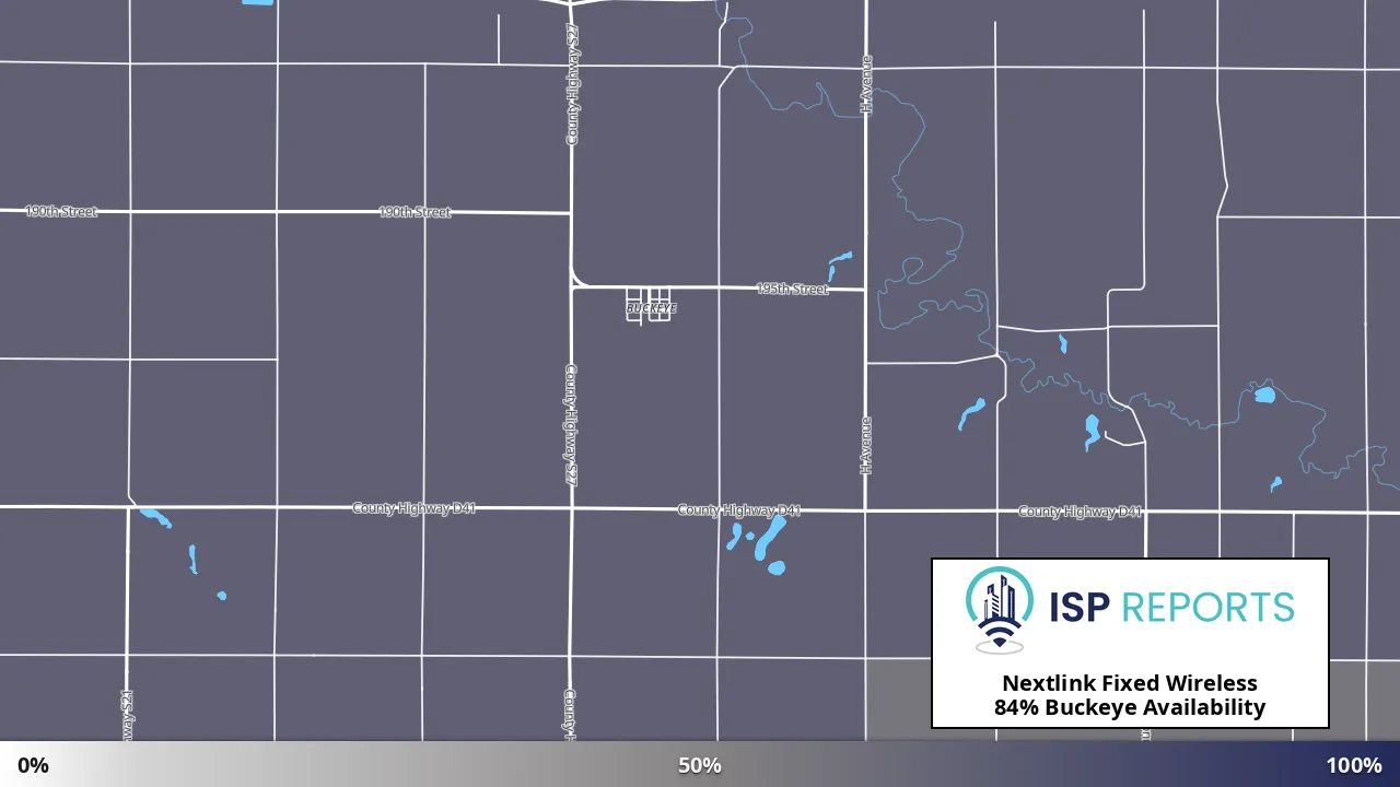Buckeye, IA map of internet availability