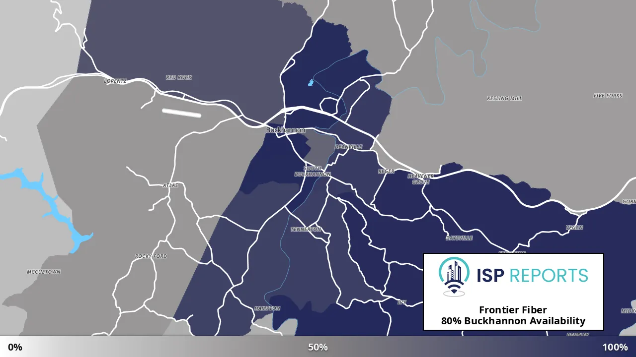 Buckhannon, WV map of internet availability
