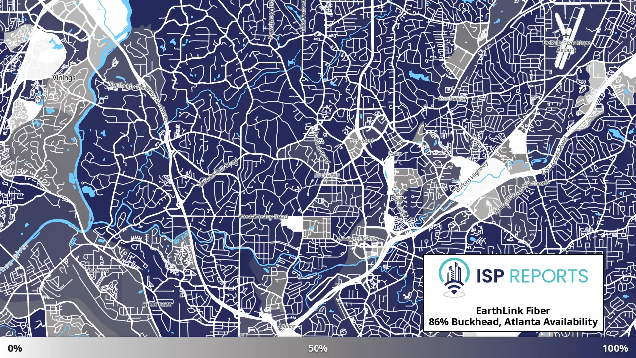 Buckhead, Atlanta, GA map of internet availability