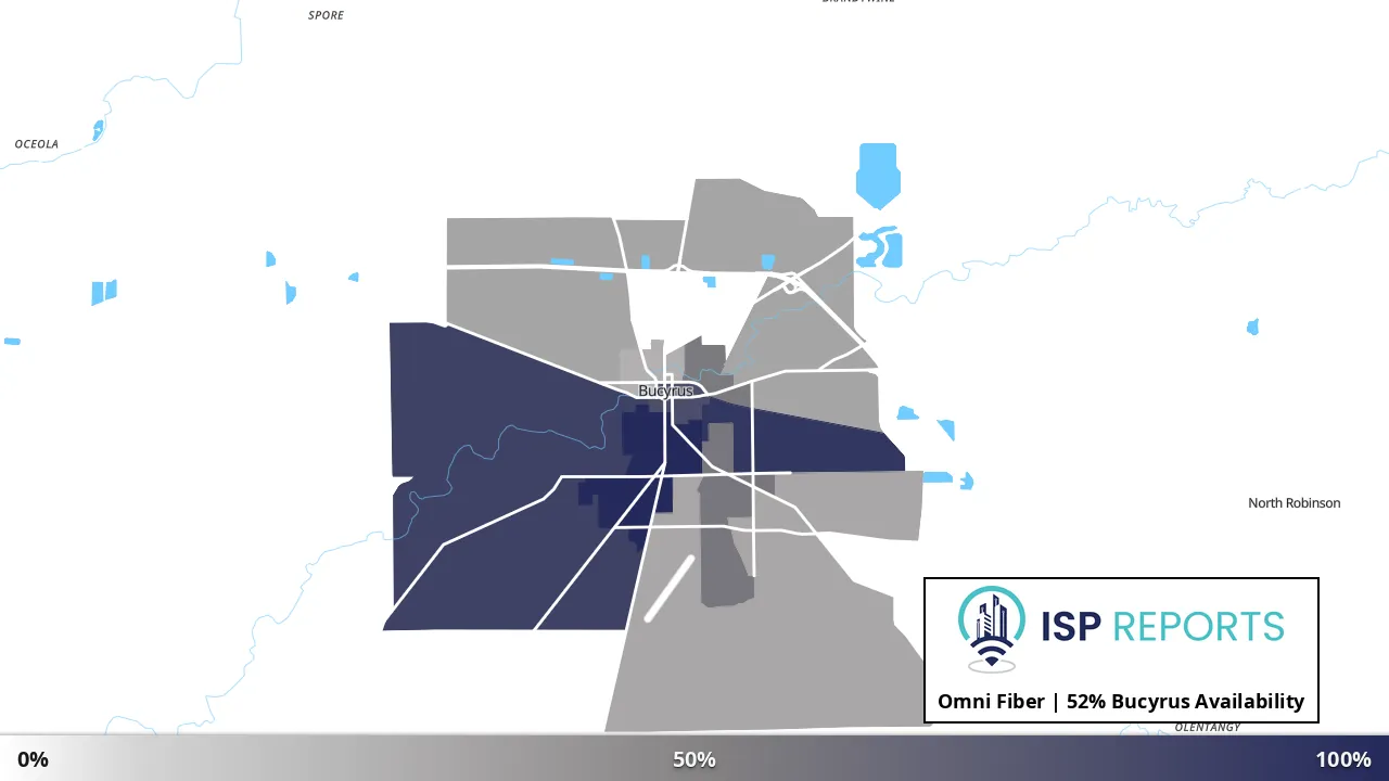 Bucyrus, OH map of internet availability