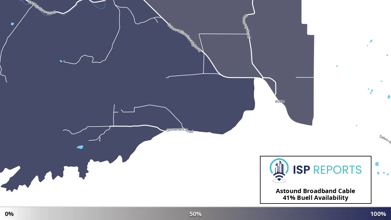 Buell, OR map of internet availability