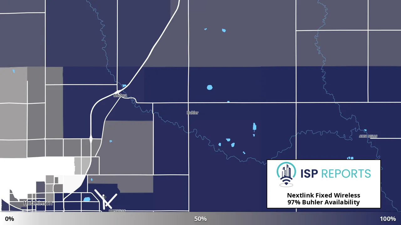 Buhler, KS map of internet availability