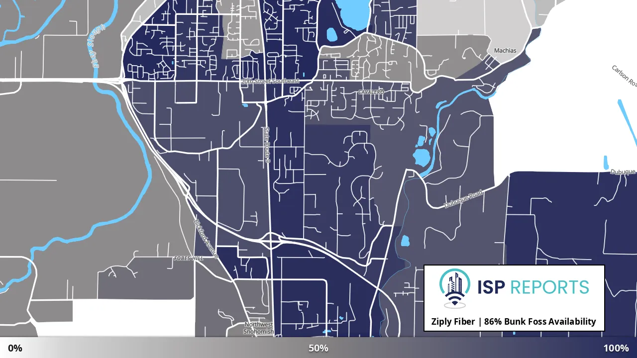 Bunk Foss, WA map of internet availability