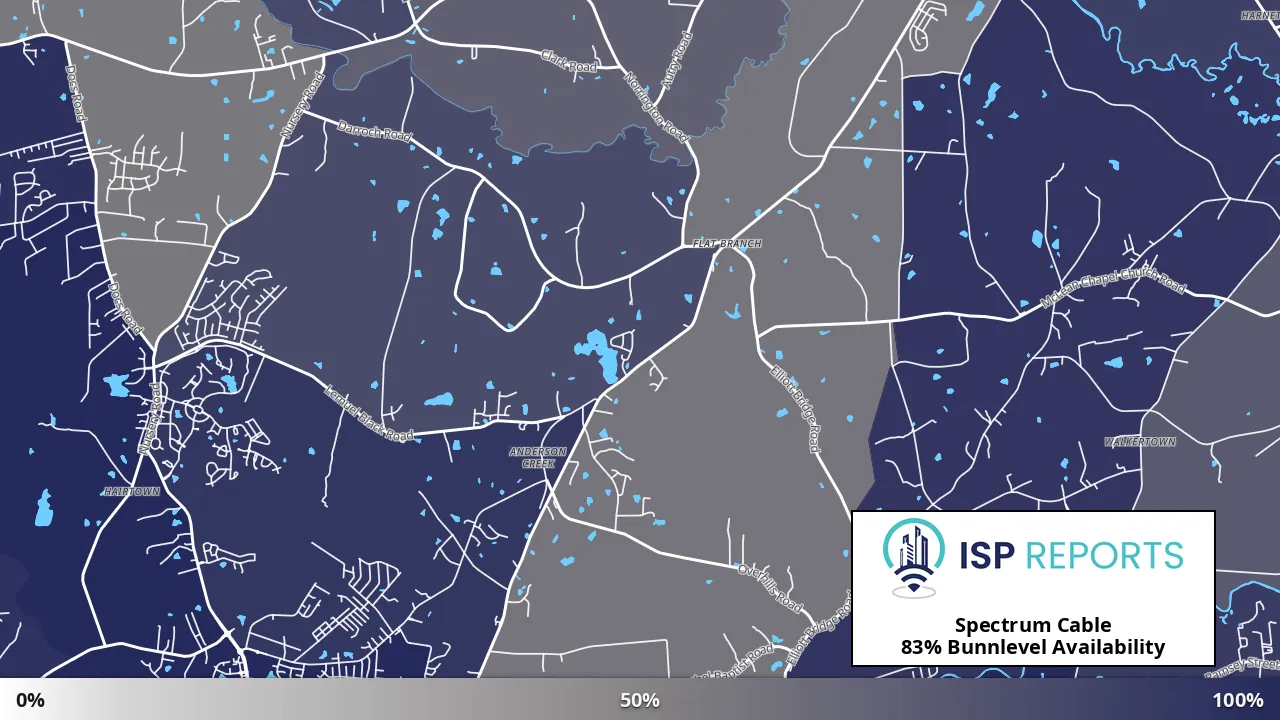 Bunnlevel, NC map of internet availability