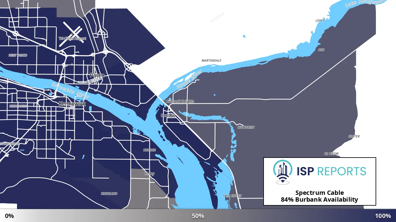 Burbank, WA map of internet availability