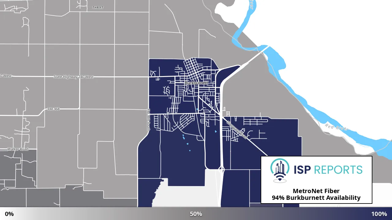 Burkburnett, TX map of internet availability