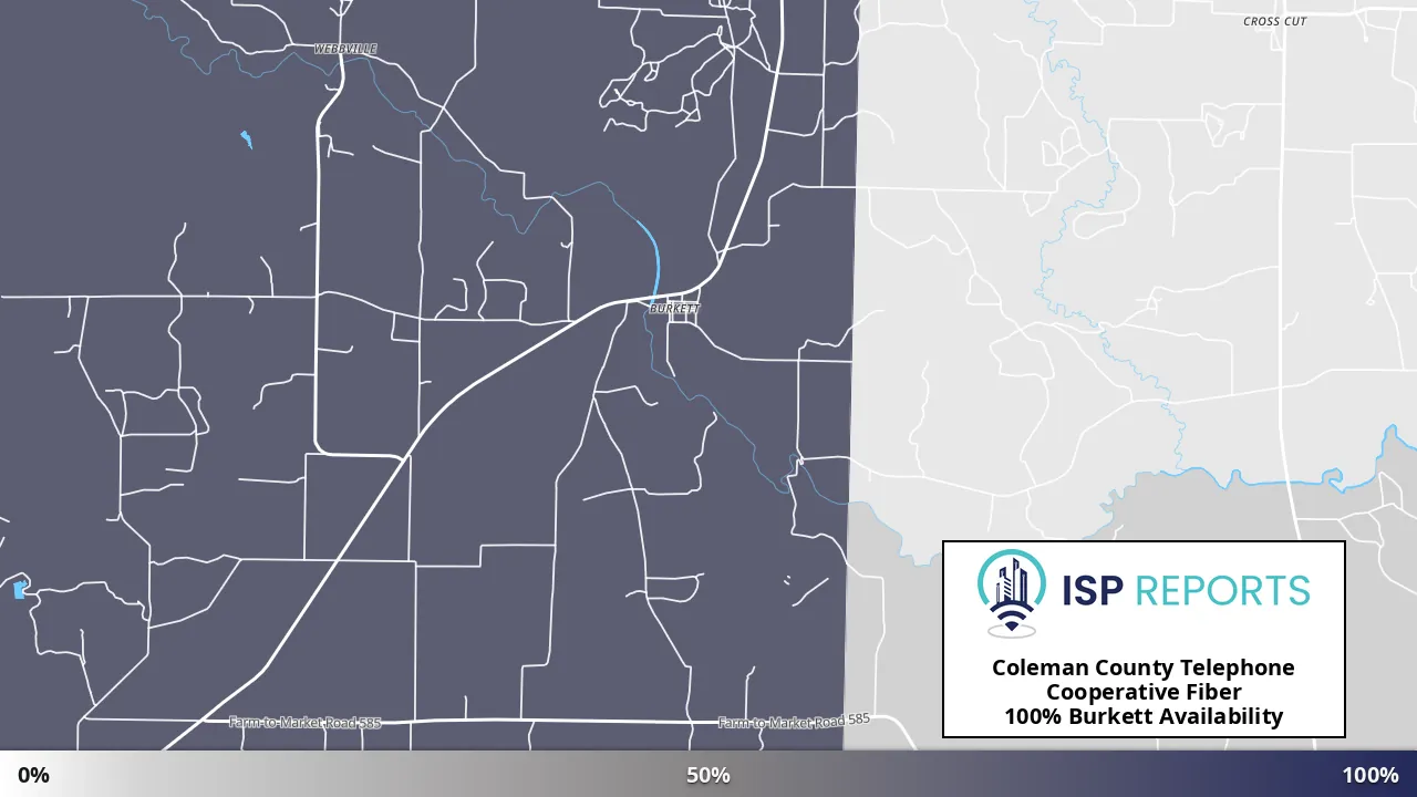 Burkett, TX map of internet availability