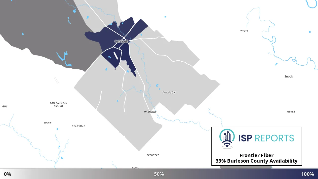 Burleson County, TX map of internet availability