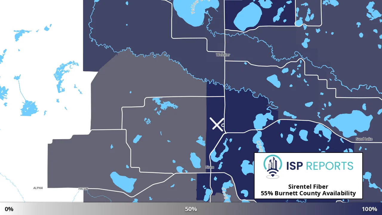 Burnett County, WI map of internet availability