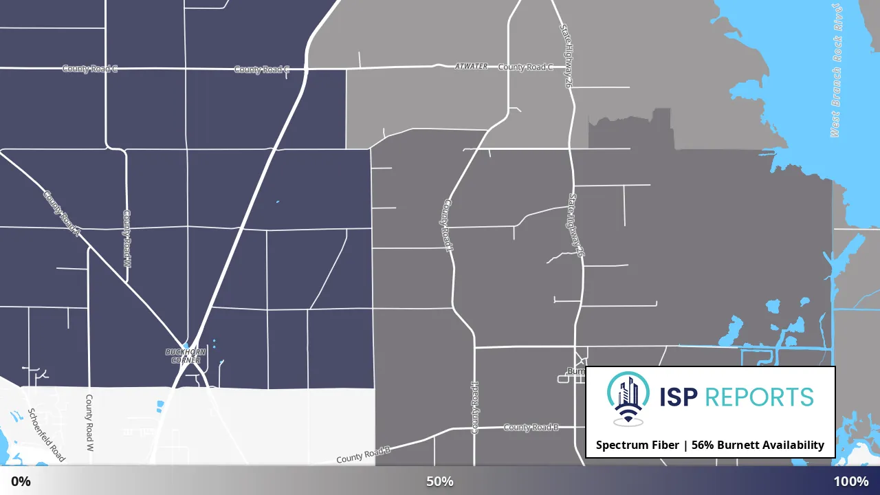 Burnett, WI map of internet availability