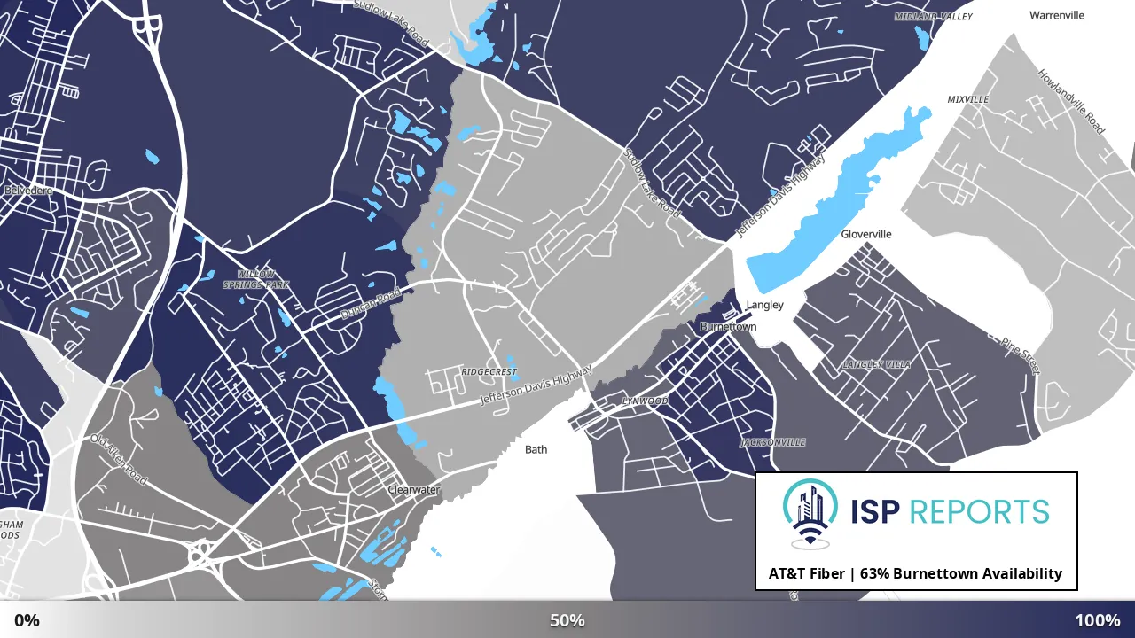 Burnettown, SC map of internet availability
