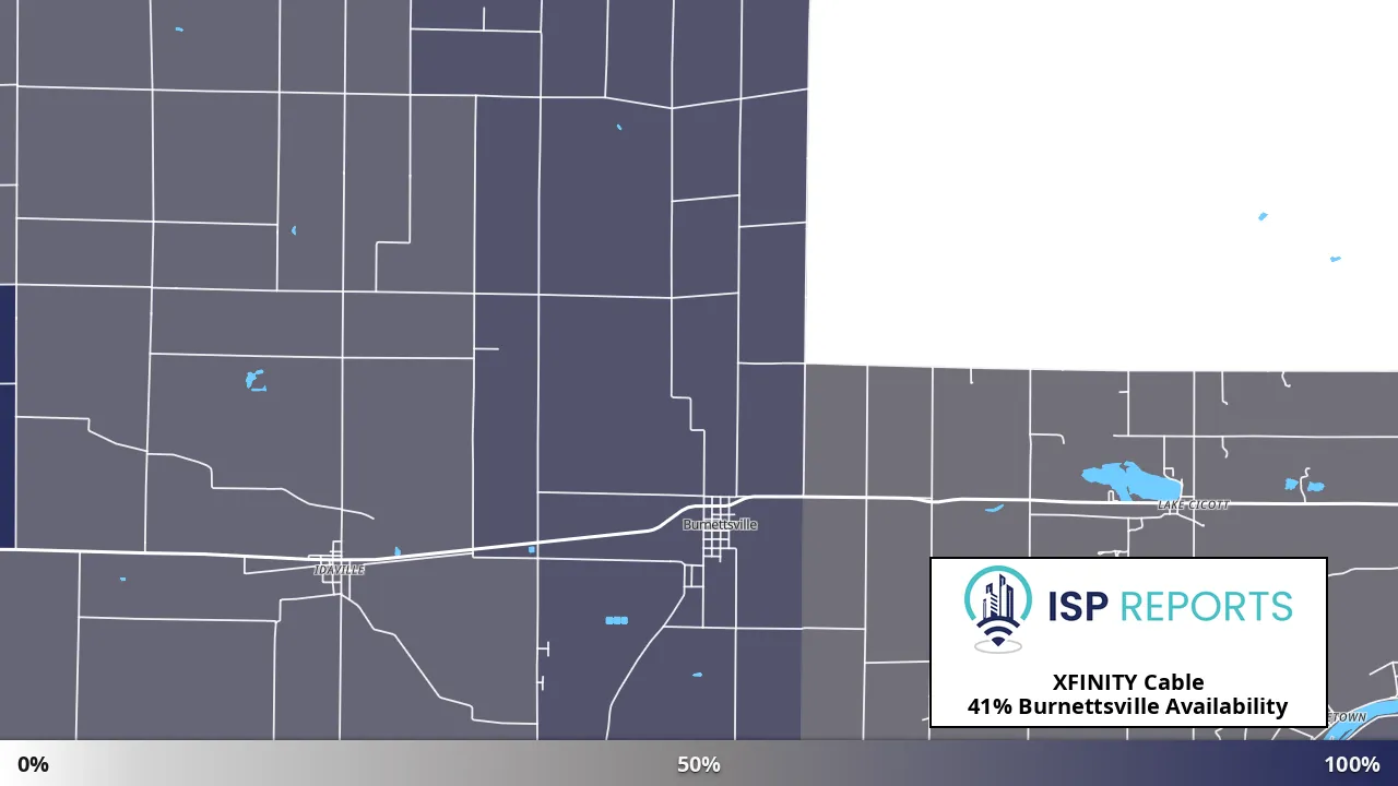 Burnettsville, IN map of internet availability