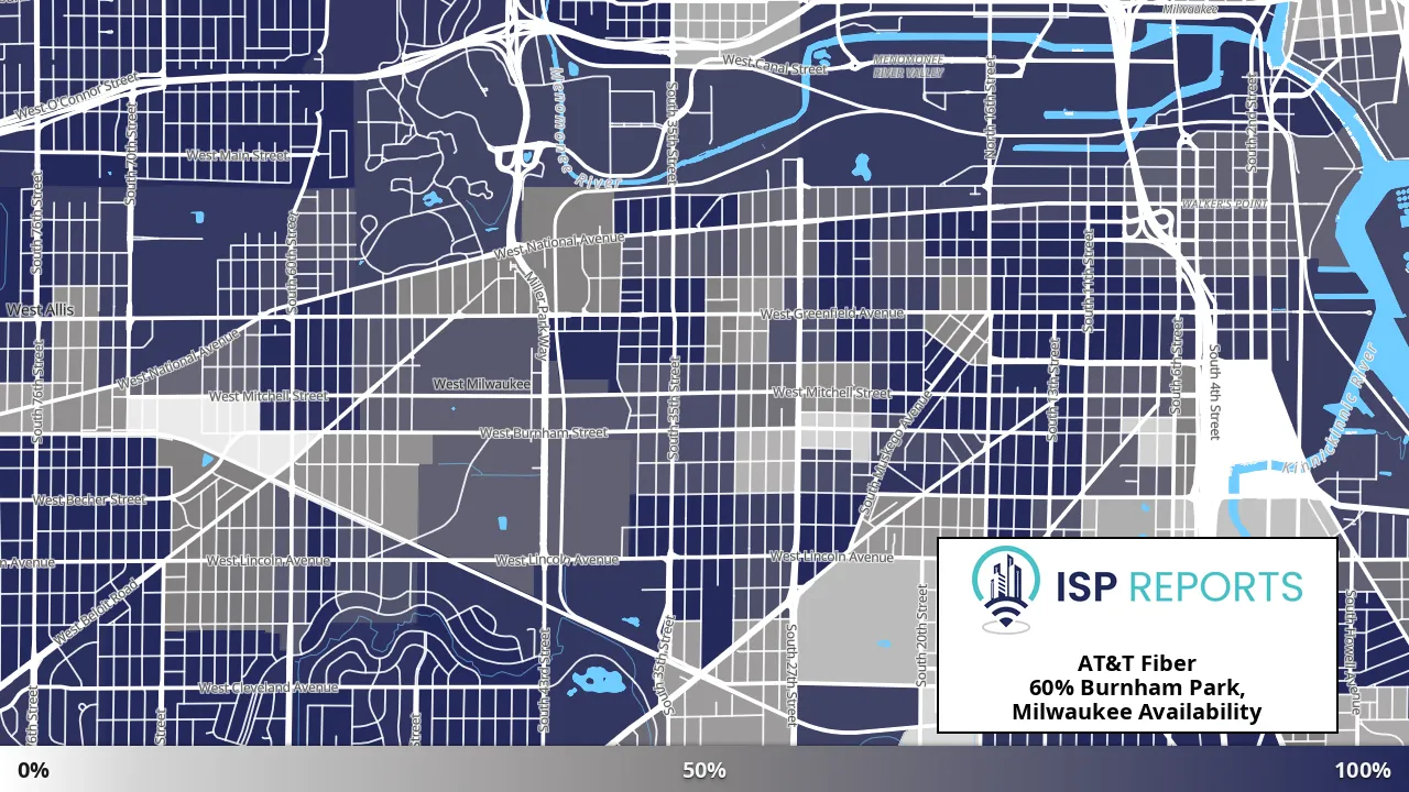 Burnham Park, Milwaukee, WI map of internet availability