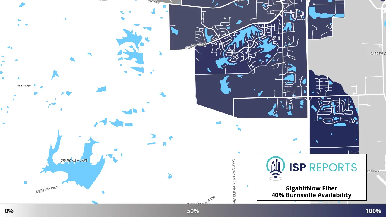 Burnsville, IN map of internet availability